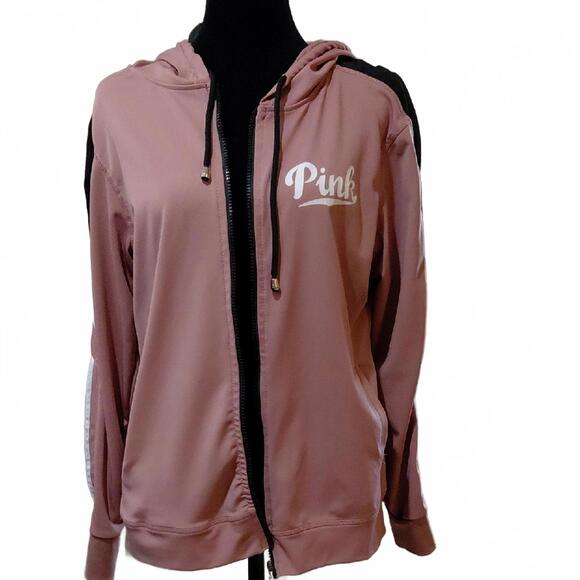 PINK Victoria's Secret Mauve Pink & Black Track Jogger Set, Zipper doesnt work.. - Picture 11 of 12